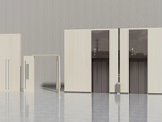 Modern elevator double door fire door 3d model