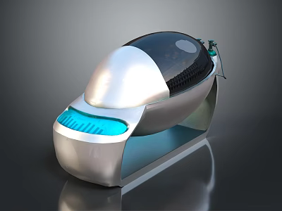 Futuristic Landscape With Shiny Silver Structure Blue Lights And Reflective Surface 3d model