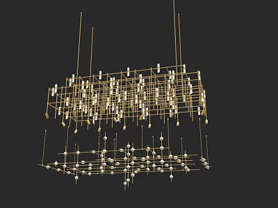 Elegant Golden Multi Layered Chandelier With Crystal Pendants And Modern Design 3d model