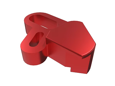 Red Mechanical Part 3D Model With Smooth Surface And Geometric Design 3d model
