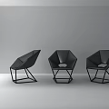 Modern Geometric Black Accent Chairs with Metal Frame for Minimalist Contemporary Interiors