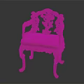 Traditional Chinese Red Wooden Chair with Intricate Carvings on Backrest and Armrests