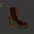 Black Lace Up Ankle Boots With Rivets And Thick Sole Design