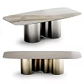 Elegant Modern Dining Table With Marble Top And Metal Cylinder Legs