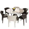 Modern Dining Table and Chair Combination Round Dining Table Dining Chair 3d model