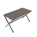 Modern Wooden Desk With Cross Shaped Metal Legs And Contemporary Design Style