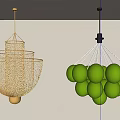 Modern Chandeliers With Metallic Mesh Structure And Green Globe Decorative Designs 3d model
