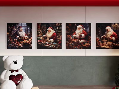 Nordic Style Christmas Santa Claus Decorative Painting Hanging Painting Christmas Tree Gift 3d model