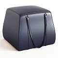 Leather Ottoman Stools In Navy Brown And Beige Colors With Handle Design