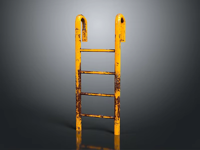 Yellow Metal Construction Ladder With Rustic Design For Building Sites 3d model