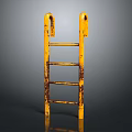 Yellow Metal Construction Ladder With Rustic Design For Building Sites 3d model