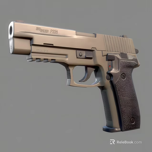 Modern Nikon 722 Handgun In Silver Black With Textured Grip And Metallic Finish 3d model 