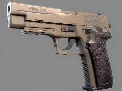 Modern Nikon 722 Handgun In Silver Black With Textured Grip And Metallic Finish 3d model