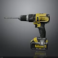 Yellow And Black Cordless Drill With Ergonomic Handle And KR Rechargeable Battery