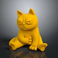 Yellow Cat Shaped Decorative Furniture Accessory With Grumpy Expression And Sitting Pose 3d model