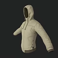Beige Hooded Jacket With Zipper Closure And Side Pockets For Casual Wear