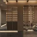Serene Chinese Clubhouse With Massage Chairs Wooden Decor And Dining Space