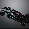 Racing Formula 1 Car With Black White Blue Livery INEOS Petronas Sponsorship And Aerodynamic Design