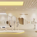 Ladies Clothing Store Interior With Mannequins Hanging Clothes And Accessories