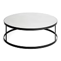 Round Coffee Table With White Tabletop And Black Metal Frame Modern Design 3d model