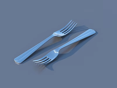 Silver Metal Cutlery Set With Modern Design Forks For Dining Use 3d model