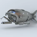 Modern Silver Military Warship Featuring Mechanical Arm And Advanced Equipment Systems