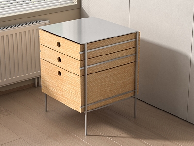 Modern Middle Ages Bedside Table Bauhaus Metal Solid Wood Bedside Table model