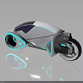 Futuristic Sleek Motorcycle Design with Cyan LED Lights and 3D Rendered Body