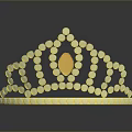 Elegant Decorative Crown With Green Gemstones And Central Red Shiny Design Accessory