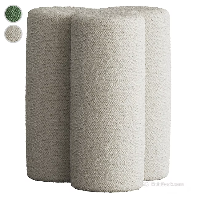Modern Light Gray Textured Fabric Stool With Comfortable Design Details 3d model 