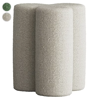 Modern Light Gray Textured Fabric Stool With Comfortable Design Details 3d model