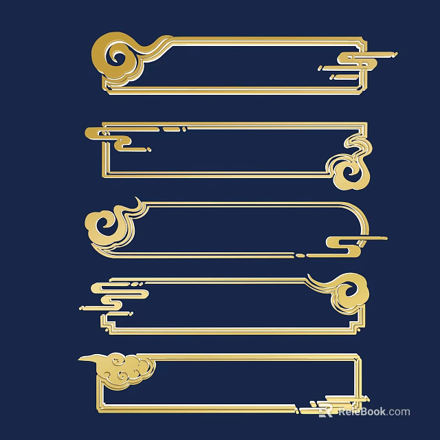 Ornate Gold Furniture Handles With Traditional Cloud Patterns For Home Decor 3d model 