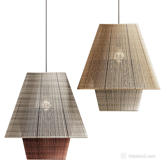 Modern Woven Chandeliers With Conical Shape And Geometric Texture For Interior Design 3d model