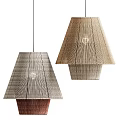 Modern Woven Chandeliers With Conical Shape And Geometric Texture For Interior Design 3d model