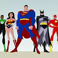 Animated Superhero Group Standing Together With Superman Batman Wonder Woman And Flash
