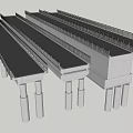3D Bridge Model Featuring Concrete Piers and Deck Structure Design 3d model