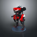 Detailed Red and Black Robot Character With Articulated Arms And Mechanical Design