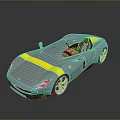 Silver Sports Car with Yellow Stripe Convertible Top Sleek Modern Design and Sporty Appearance