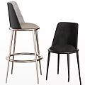 Modern Velvet Bar Stool and Dining Chair with Golden and Black Metal Legs