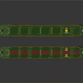 Two Cargo Ship Models With Green Decks And Red Hulls On Gray Background 3d model