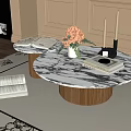French retro style coffee table combination coffee table round coffee table 3d model