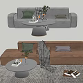 Modern Multiplayer Sofa Coffee Table Combination 3d model