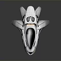 Futuristic Silver Aircraft Model With Streamlined Design Black Cockpit And Orange Accent Lights