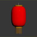 Traditional Red Chinese Lantern With Good Fortune Characters And Golden Tassel Decoration