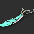 Unique Decorative Weapon With Green Serrated Blade And Metallic Hilt Design