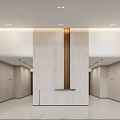 Modern Elevator Lobby With Stone Walls And Gold Accents 3d model