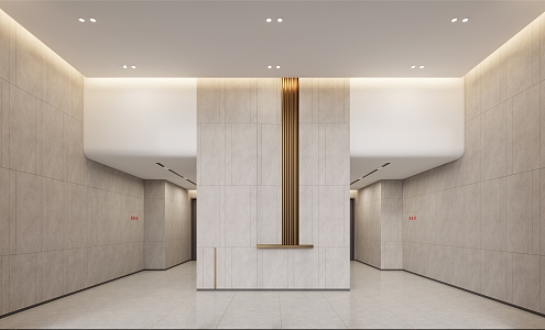 Front room, standard floor, elevator hall, lobby 3d model