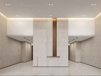 Front room, standard floor, elevator hall, lobby 3d model