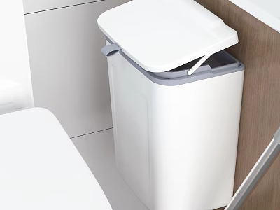Public Facility Restroom White Waste Bin With Lid For Sanitation And Use 3d model