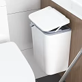Public Facility Restroom White Waste Bin With Lid For Sanitation And Use